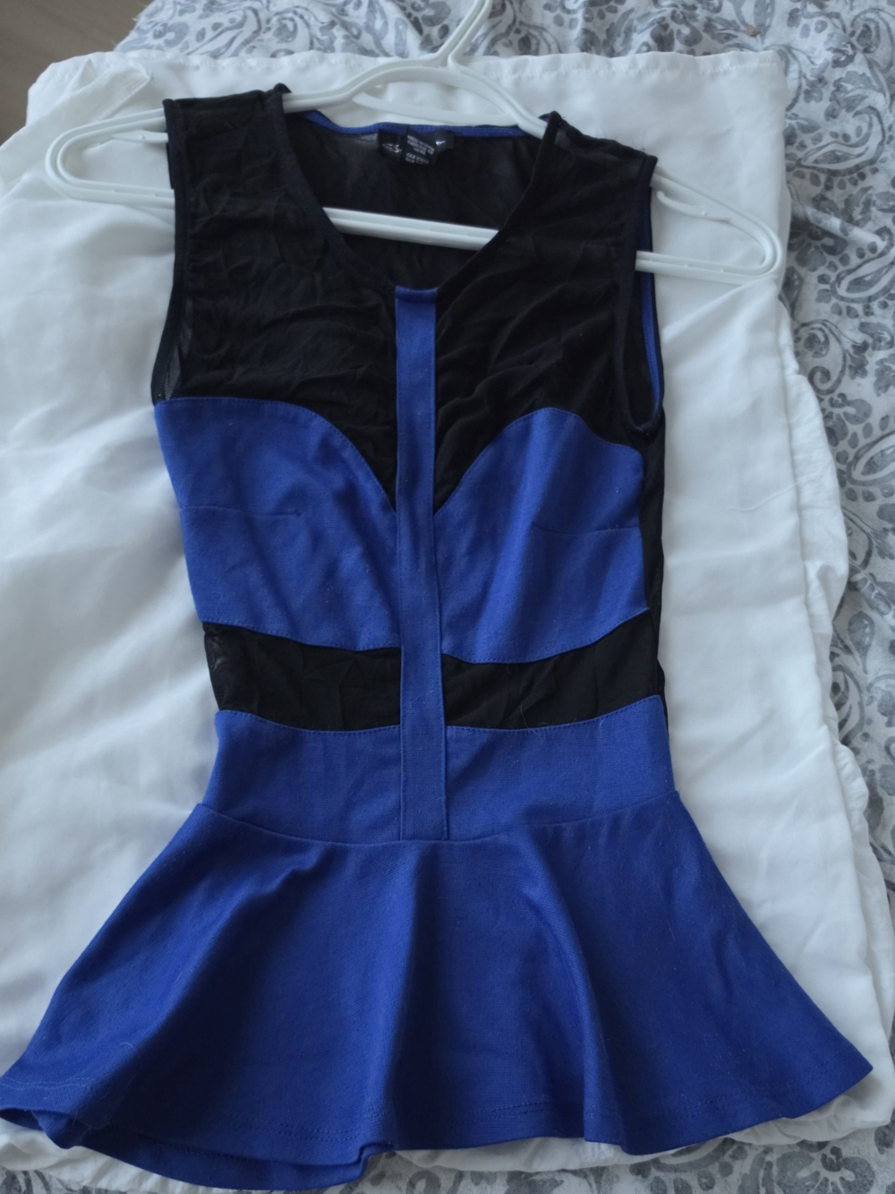Women's Blue & Black Peplum Top